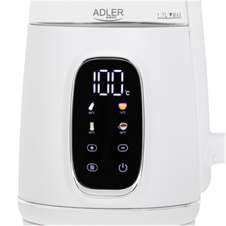 Adler Kettle with LED Display | AD 1305 | Electric | 2200 W | 1.7 L | Plastic | 360 rotational base | White/Silver