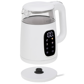 Adler Kettle with LED Display | AD 1305 | Electric | 2200 W | 1.7 L | Plastic | 360 rotational base | White/Silver