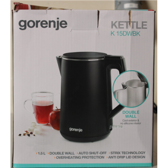 SALE OUT. | SALE OUT. Gorenje Kettle | K15DWBK | Electric | 2200 W | 1.5 L | Stainless steel | 360 rotational base | Black | DAM SALE OUT. | SALE OUT. Gorenje Kettle | K15DWBK | Electric | 2200 W | 1.5 L | Stainless steel | 360 rotational base | Black | DAM