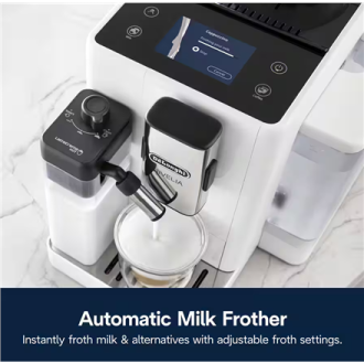 Delonghi | Coffee maker | Rivelia EXAM440.55.W | Pump pressure 19 bar | Built-in milk frother | Fully Automatic | 1450 W | Arcti Delonghi | Coffee maker | Rivelia EXAM440.55.W | Pump pressure 19 bar | Built-in milk frother | Fully Automatic | 1450 W | Arcti