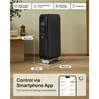 Mill | Heater | OIL1500WIFI3 Gentle Air | Oil Filled Radiator | 1500 W | Suitable for rooms up to 22 m | Black Mill | Heater | OIL1500WIFI3 Gentle Air | Oil Filled Radiator | 1500 W | Suitable for rooms up to 22 m | Black