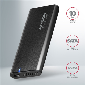 AXAGON External USB-C 3.2 Gen 2 metal box for M.2 NVMe & SATA SSD disks | EEM2-SB2 AXAGON External USB-C 3.2 Gen 2 metal box for M.2 NVMe & SATA SSD disks | EEM2-SB2