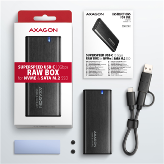 AXAGON External USB-C 3.2 Gen 2 metal box for M.2 NVMe & SATA SSD disks | EEM2-SB2 AXAGON External USB-C 3.2 Gen 2 metal box for M.2 NVMe & SATA SSD disks | EEM2-SB2
