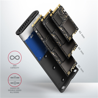 AXAGON External USB-C 3.2 Gen 2 metal box for M.2 NVMe & SATA SSD disks | EEM2-SB2 AXAGON External USB-C 3.2 Gen 2 metal box for M.2 NVMe & SATA SSD disks | EEM2-SB2