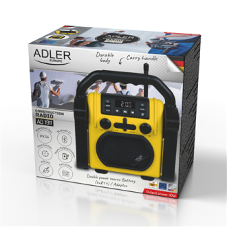 Adler | Construction radio with Bluetooth | AD 1911 | AUX in | Black/Yellow Adler | Construction radio with Bluetooth | AD 1911 | AUX in | Black/Yellow