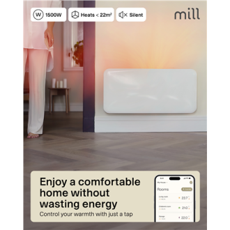 Mill Invisible Smart WiFi Heater | PA1500WIFI4 | Panel Heater | 1500 W | Suitable for rooms up to 18-22 m | White | IPX4 Mill Invisible Smart WiFi Heater | PA1500WIFI4 | Panel Heater | 1500 W | Suitable for rooms up to 18-22 m | White | IPX4