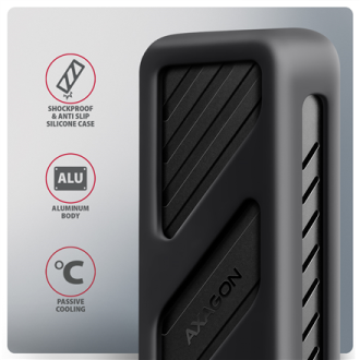 AXAGON USB-C 20Gbps - M.2 NVMe SSD ARMORED Box | EEM2-20G AXAGON USB-C 20Gbps - M.2 NVMe SSD ARMORED Box | EEM2-20G