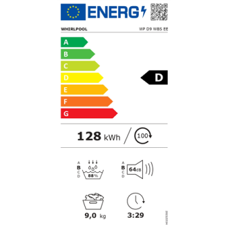 Whirlpool Dryer Machine | WP D9 WBS EE | Energy efficiency class D | Front loading | 9 kg | Heat pump | Digital | Depth 61 cm | Whirlpool Dryer Machine | WP D9 WBS EE | Energy efficiency class D | Front loading | 9 kg | Heat pump | Digital | Depth 61 cm |