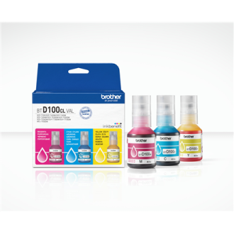 Brother BTD100CLVAL | Multipack Ink Bottles | Magenta, Cyan, Yellow Brother BTD100CLVAL | Multipack Ink Bottles | Magenta, Cyan, Yellow