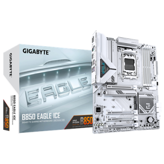 Gigabyte B850 EAGLE ICE | Processor family AMD | Processor socket AM5 | DDR5 | Supported hard disk drive interfaces SATA, M.2 | Gigabyte B850 EAGLE ICE | Processor family AMD | Processor socket AM5 | DDR5 | Supported hard disk drive interfaces SATA, M.2 |