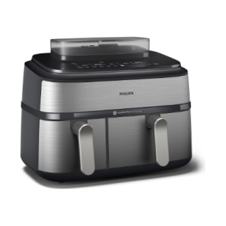 Philips Dual Basket Airfryer | NA555/00 5000 series | Power 2750 W | Capacity 9 L | RapidAir Plus | Silver