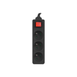 Lanberg Cable Power Strip, 3X French Outlets with Switch, Quality-Grade Copper, 3 m | PS1-03E-0300-BK