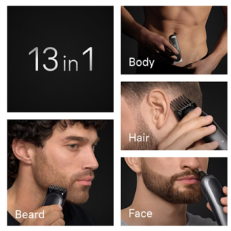 Braun 13in1 Grooming Kit | All-in-One Series 7 AIO7560 | Cordless | Number of length steps 14 | Black/Grey Braun 13in1 Grooming Kit | All-in-One Series 7 AIO7560 | Cordless | Number of length steps 14 | Black/Grey