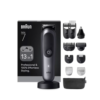 Braun 13in1 Grooming Kit | All-in-One Series 7 AIO7560 | Cordless | Number of length steps 14 | Black/Grey Braun 13in1 Grooming Kit | All-in-One Series 7 AIO7560 | Cordless | Number of length steps 14 | Black/Grey