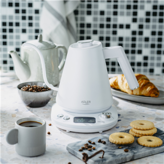 Adler | Kettle | AD 1349w | Electric | 1100 W | 1 L | Stainless Steel | 360 rotational base | White Adler | Kettle | AD 1349w | Electric | 1100 W | 1 L | Stainless Steel | 360 rotational base | White