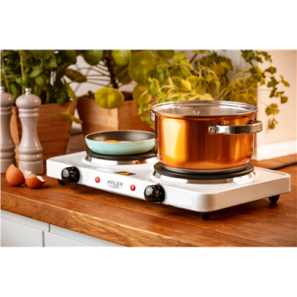 Adler Hot Plate | AD 6520 | Number of burners/cooking zones 2 | Electric | White Adler Hot Plate | AD 6520 | Number of burners/cooking zones 2 | Electric | White