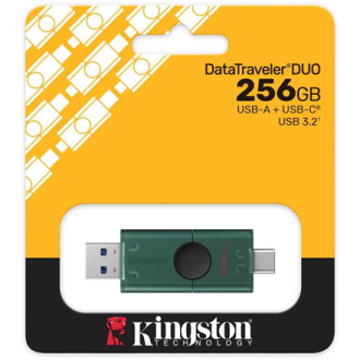 Kingston USB Flash Drive | DataTraveler Duo | 256 GB | USB Type-C/Type-A | Black/Green