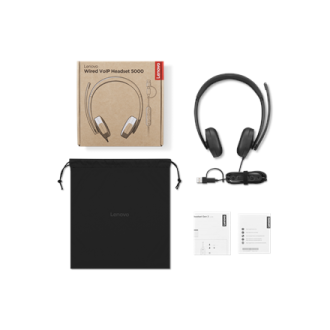 Lenovo Wired VoIP Headset 5000 (Teams) | Built-in microphone | USB Type-A, USB Type-C | Black Lenovo Wired VoIP Headset 5000 (Teams) | Built-in microphone | USB Type-A, USB Type-C | Black