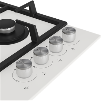 BEKO Hob | HILW64225SW | Gas | Number of burners/cooking zones 4 | Knob | White BEKO Hob | HILW64225SW | Gas | Number of burners/cooking zones 4 | Knob | White