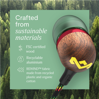 Marley Wired Earbuds | Smile Jamaica | Built-in microphone | USB Type-C | Rasta Marley Wired Earbuds | Smile Jamaica | Built-in microphone | USB Type-C | Rasta