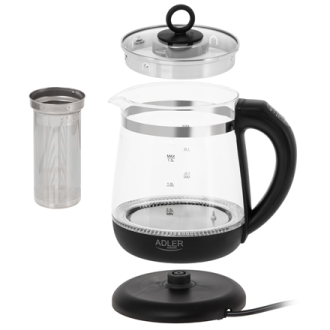 Adler | Kettle | AD 1299 | Electric | 2200 W | 1.5 L | Glass | 360 rotational base | Black Adler | Kettle | AD 1299 | Electric | 2200 W | 1.5 L | Glass | 360 rotational base | Black