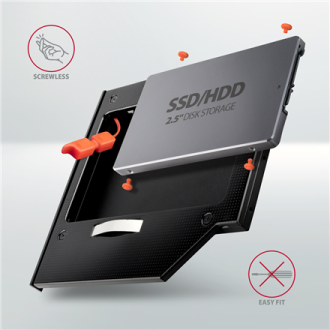 AXAGON Optical disk drive caddy for 2.5 SSD/HDD. LED, 9.5 mm, Aluminum | RSS-CD09