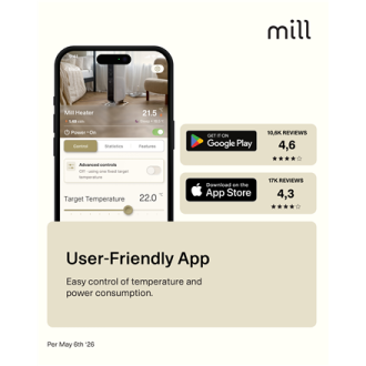 Mill Invisible Smart WiFi Panel heater G4 | PA1500WIFI4A | Panel Heater | 1500 W | Suitable for rooms up to 18-22 m | Black | IP