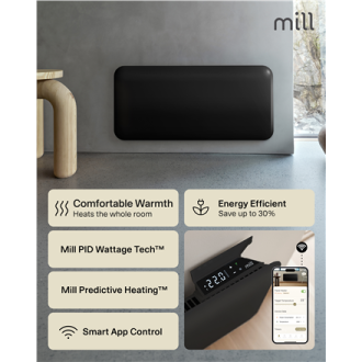 Mill Invisible Smart WiFi Panel heater G4 | PA1500WIFI4A | Panel Heater | 1500 W | Suitable for rooms up to 18-22 m | Black | IP