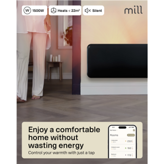 Mill Invisible Smart WiFi Panel heater G4 | PA1500WIFI4A | Panel Heater | 1500 W | Suitable for rooms up to 18-22 m | Black | IP