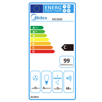Midea Hood | MCI606 | Built-in | Energy efficiency class C | Width 52 cm | 610 m /h | Mechanical | LED | Stainless steel Midea Hood | MCI606 | Built-in | Energy efficiency class C | Width 52 cm | 610 m /h | Mechanical | LED | Stainless steel