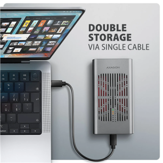 AXAGON USB-C 20Gbps Dual M.2 NVMe SSD CLONE MASTER Enclosure | EEM2-20GD