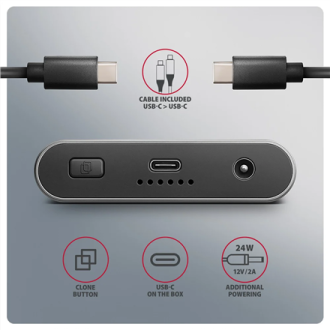 AXAGON USB-C 20Gbps Dual M.2 NVMe SSD CLONE MASTER Enclosure | EEM2-20GD