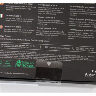 SALE OUT. Anker Power Bank, 200 W | Prime | 20000 mAh | Black | UNPACKED, SMALL SCRATCHED ON TOP SALE OUT. Anker Power Bank, 200 W | Prime | 20000 mAh | Black | UNPACKED, SMALL SCRATCHED ON TOP