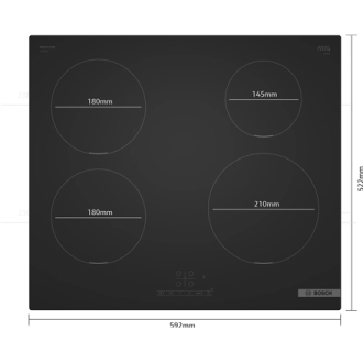Bosch PIE61ABB5E | Hob | Induction | Number of burners/cooking zones 4 | Touch | Matt Black | Timer