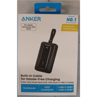 SALE OUT. Power Bank with Built-In USB-C Cable | A1688H11 | 10000 mAh | Black | DAMAGED PACKAGING
