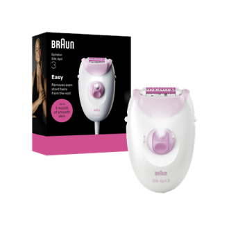 Braun Epilator | Silk- pil 3 SE3-000 | Number of power levels 1 | White/Pink Braun Epilator | Silk- pil 3 SE3-000 | Number of power levels 1 | White/Pink
