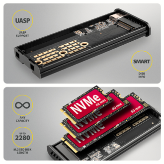 AXAGON USB-C 10Gbps - M.2 NVMe & SATA SSD DISPLAY box | EEM2-SD2B AXAGON USB-C 10Gbps - M.2 NVMe & SATA SSD DISPLAY box | EEM2-SD2B