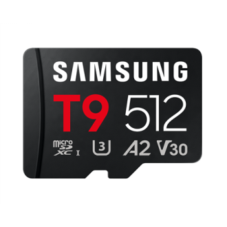 Samsung microSDXC UHS-I Card | T9 | 512 GB | microSD | Flash memory class U3, V30, A2 Samsung microSDXC UHS-I Card | T9 | 512 GB | microSD | Flash memory class U3, V30, A2