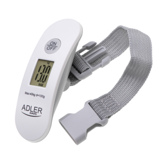 Adler | Travel Luggage Scale | AD 8189 | Maximum weight (capacity) 40 kg | Accuracy 100 g | White Adler | Travel Luggage Scale | AD 8189 | Maximum weight (capacity) 40 kg | Accuracy 100 g | White