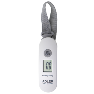 Adler | Travel Luggage Scale | AD 8189 | Maximum weight (capacity) 40 kg | Accuracy 100 g | White Adler | Travel Luggage Scale | AD 8189 | Maximum weight (capacity) 40 kg | Accuracy 100 g | White