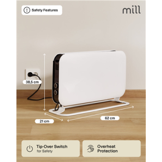 Mill | Heater | SG2000MEC | Convection Heater | 2000 W | Number of power levels 3 | Suitable for rooms up to 5-20 m | White | N/
