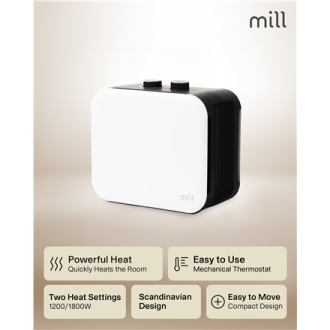 Mill | Compact PTC Fan Heater | CUS1800MECW | PTC Fan | 1800 W | Number of power levels 3 | Suitable for rooms up to 10-30 m | W
