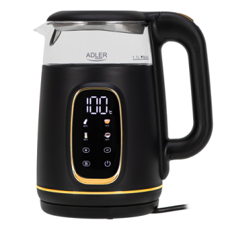 Adler Kettle with LED Display | AD 1305 | Electric | 2200 W | 1.7 L | Plastic | 360 rotational base | Black/Gold Adler Kettle with LED Display | AD 1305 | Electric | 2200 W | 1.7 L | Plastic | 360 rotational base | Black/Gold