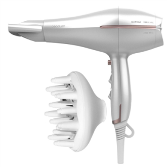 Cecotec Hair Dryer | IoniCare 5300 Maxi Aura | 2200 W | Number of temperature settings 3 | Ionic function | Diffuser nozzle | Wh Cecotec Hair Dryer | IoniCare 5300 Maxi Aura | 2200 W | Number of temperature settings 3 | Ionic function | Diffuser nozzle | Wh