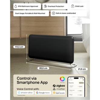 Mill Invisible Smart WiFi Panel heater G4 | PA1500WIFI4A | Panel Heater | 1500 W | Suitable for rooms up to 18-22 m | Black | IP