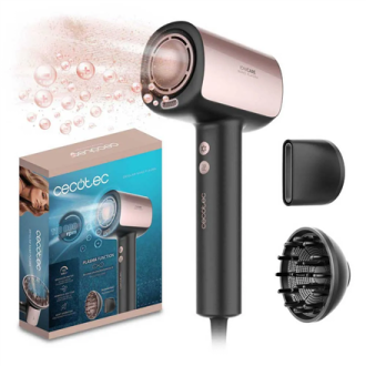 Cecotec Hair dryer | DryGlam Nano Plasma | 1600 W | Number of temperature settings 3 | Ionic function | Black/Rose Gold | Diffus