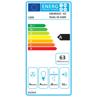 CATA Hood | GC DUAL 45 GWH/A | Canopy | Energy efficiency class A | Width 49.2 cm | 820 m /h | Touch sensitive | LED | White