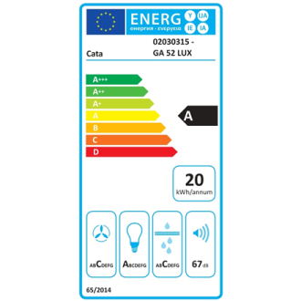 CATA GA 52 LUX | Hood | Canopy | Energy efficiency class A | Width 52 cm | Mechanical | 403 m /h | LED | Stainless steel