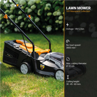Batavia B.V. 18V Cordless Lawn Mower, 32 cm, Without battery and charger | Mowing Area 200 m 