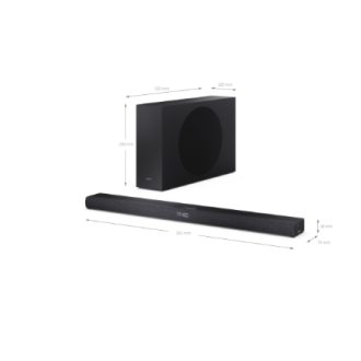 Sharp 2.1ch Ultra-slim Dolby Atmos/DTS Virtual: X Soundbar with Wireless Subwoofer | HT-SBW320 | 360 W | Bluetooth | Wireless co Sharp 2.1ch Ultra-slim Dolby Atmos/DTS Virtual: X Soundbar with Wireless Subwoofer | HT-SBW320 | 360 W | Bluetooth | Wireless co